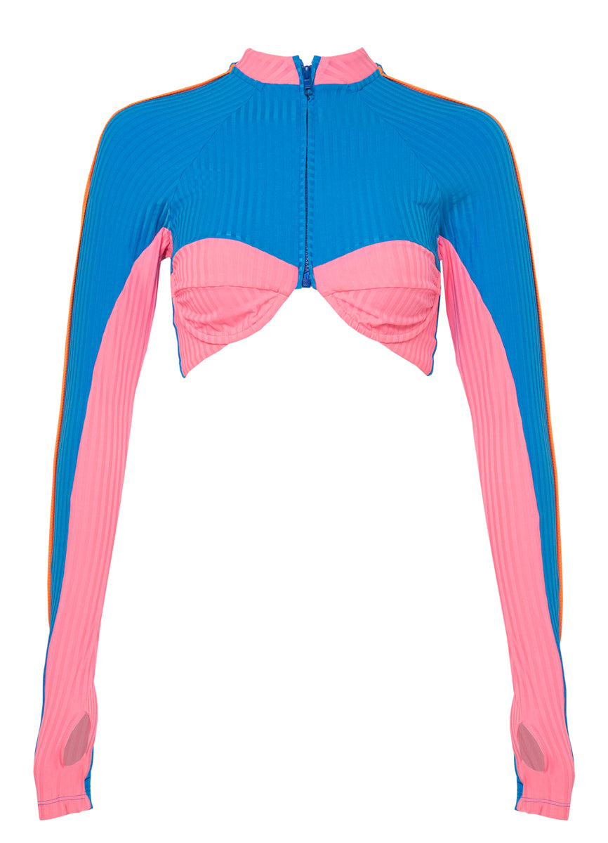 Maaji Ocean Blue Venice Long Sleeve Crop Top Bikini Top 6 Maaji Ocean Blue Venice Long Sleeve Crop Top Bikini Top