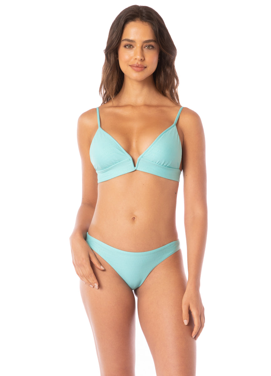 Maaji Sea Turquoise Paradiso Eyelet Long Line Triangle Bikini Top 1 Maaji Sea Turquoise Paradiso Eyelet Long Line Triangle Bikini Top