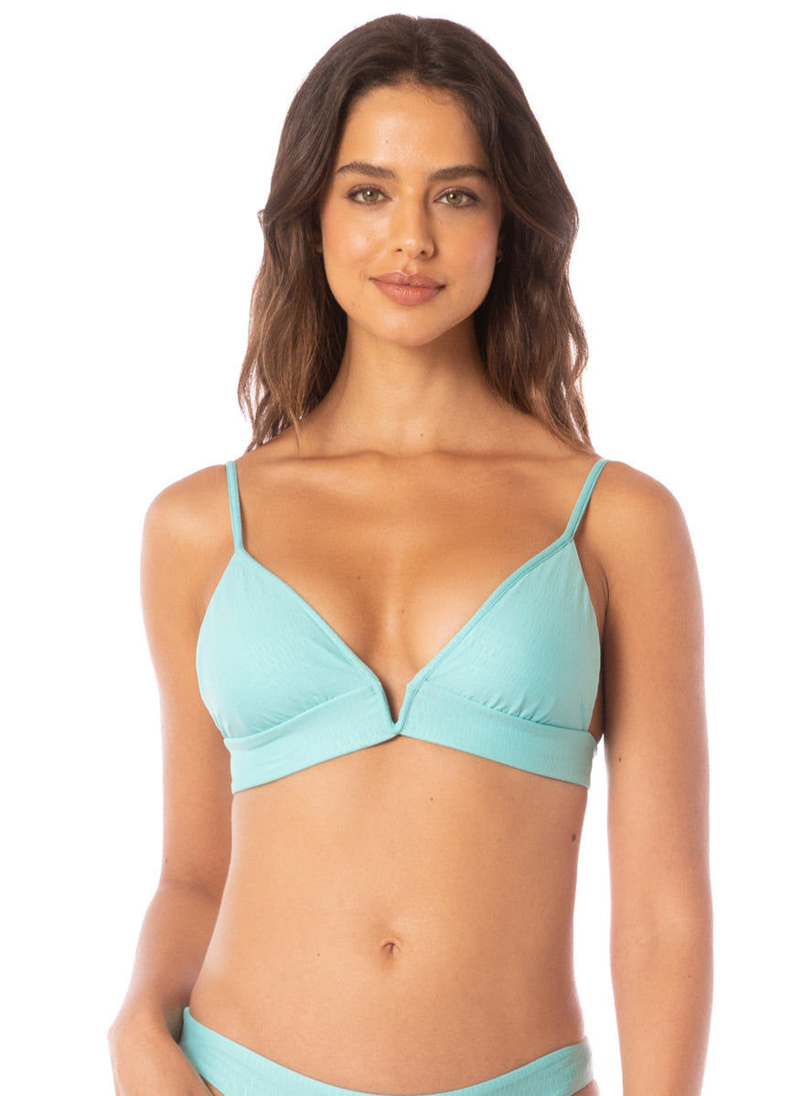 Maaji Sea Turquoise Paradiso Eyelet Long Line Triangle Bikini Top 5 Maaji Sea Turquoise Paradiso Eyelet Long Line Triangle Bikini Top