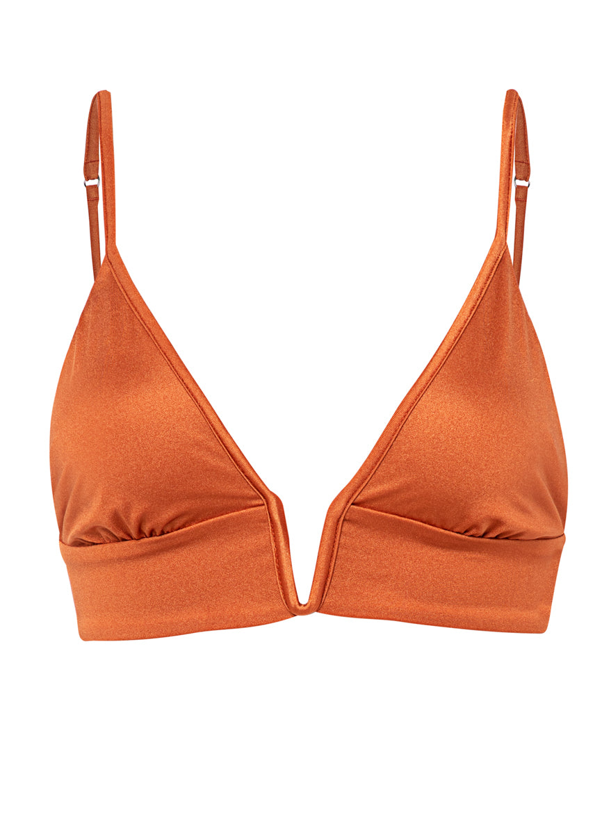 Maaji Satin Umber Parade Triangle Long Line Bikini Top 7 Maaji Satin Umber Parade Triangle Long Line Bikini Top
