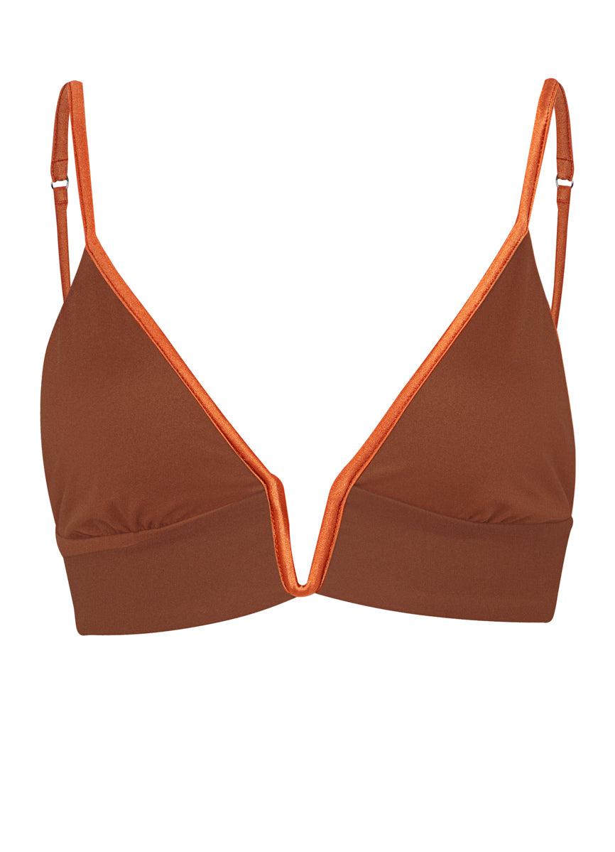 Maaji Satin Umber Parade Triangle Long Line Bikini Top 8 Maaji Satin Umber Parade Triangle Long Line Bikini Top