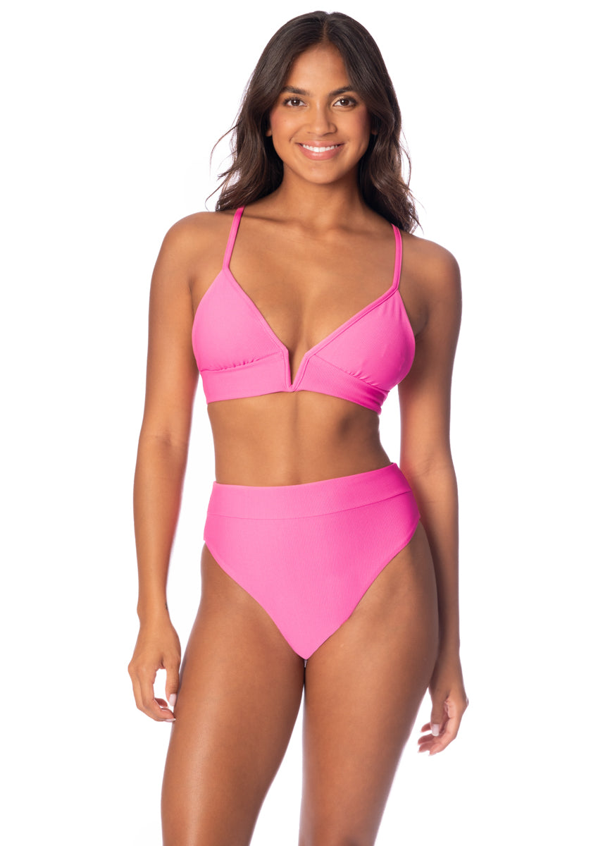 Maaji Radiant Pink Suzy Q High Rise Classic Bikini Bottom 2 Maaji Radiant Pink Suzy Q High Rise Classic Bikini Bottom