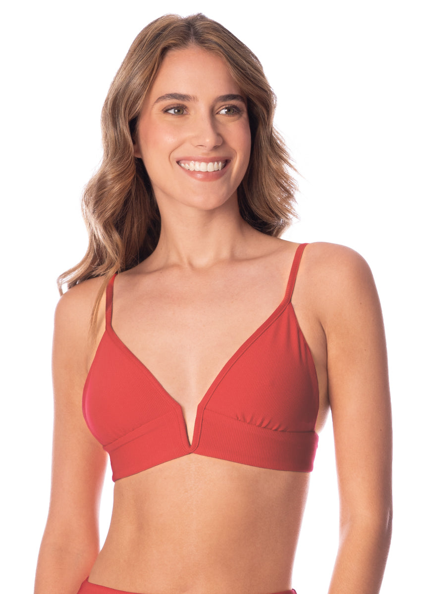Maaji Red Camelia Parade Long Line Triangle Bikini Top 3 Maaji Red Camelia Parade Long Line Triangle Bikini Top