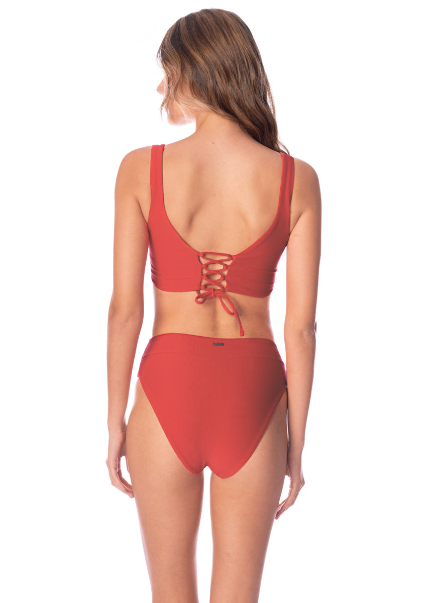 Maaji Red Camelia Allure Long Line Triangle Bikini Top 2 Maaji Red Camelia Allure Long Line Triangle Bikini Top