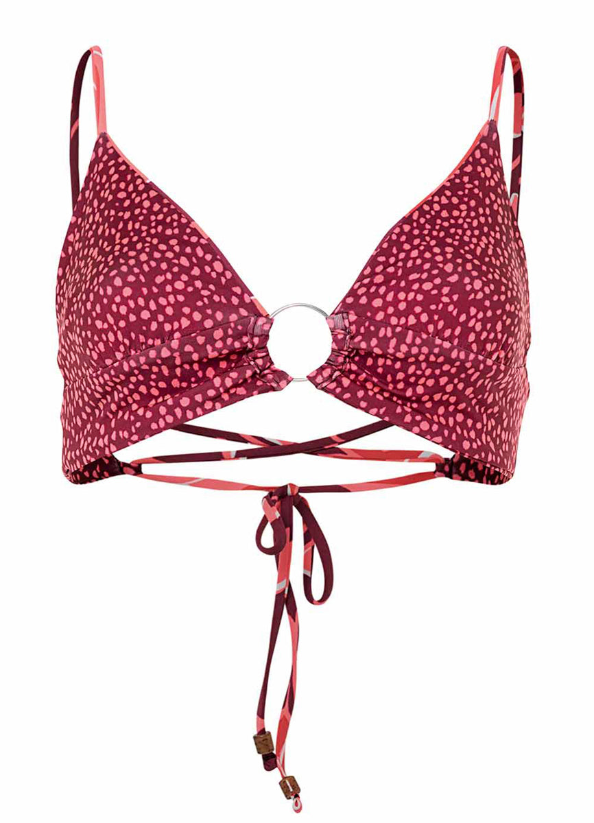 Maaji Red Foliage Shine Ring Front Bralette Bikini Top 7 Maaji Red Foliage Shine Ring Front Bralette Bikini Top