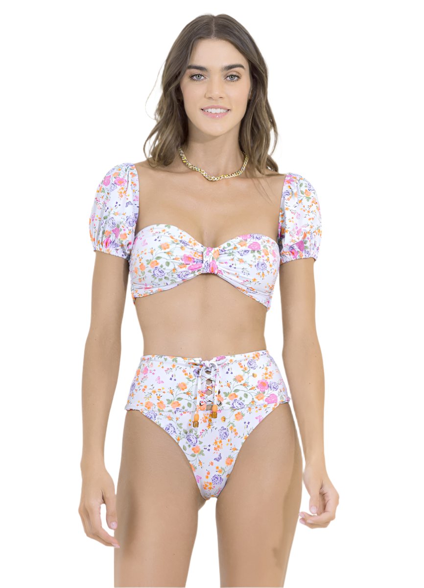 Maaji Backyard Ebony Puff Sleeve Bikini Top 1 Maaji Backyard Ebony Puff Sleeve Bikini Top