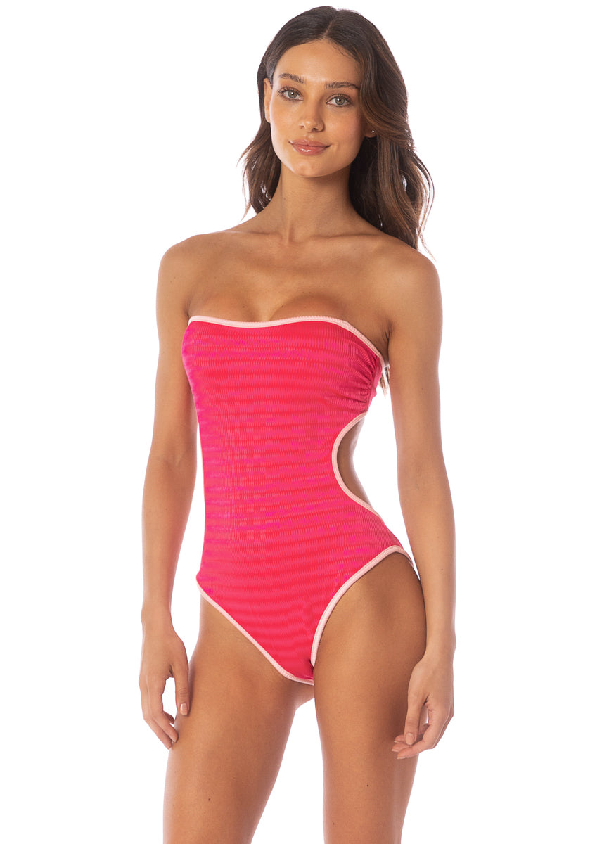 Maaji Lightpink Flowerbed Cirsium Cheeky Cut Bandeau One Piece 1 Maaji Lightpink Flowerbed Cirsium Cheeky Cut Bandeau One Piece