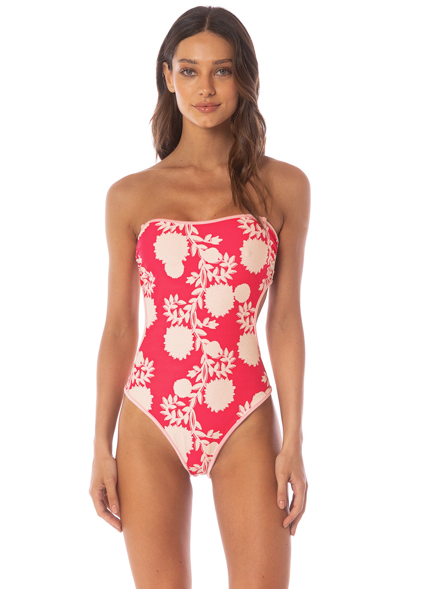 Maaji Lightpink Flowerbed Cirsium Cheeky Cut Bandeau One Piece 3 Maaji Lightpink Flowerbed Cirsium Cheeky Cut Bandeau One Piece